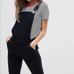 Black skinny overalls